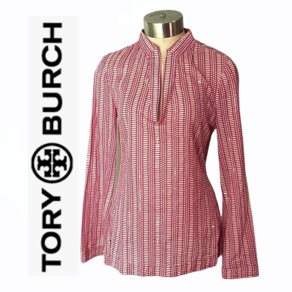 Tory Burch Tops - Tory Burch Stephanie Embellished Sequined Tunic Shirt Wild Orchid - Size 2